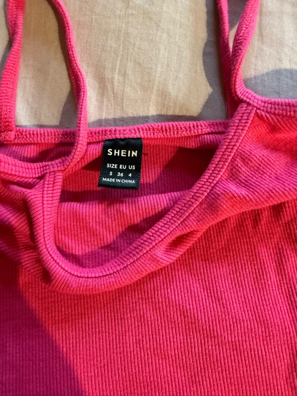 SHEIN Hot Pink Ribbed Tank Top - Picture 2 of 2
